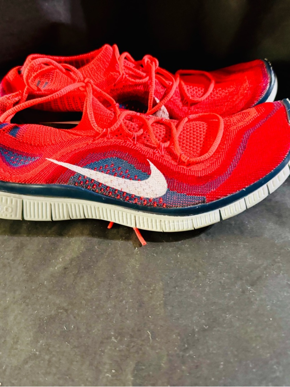 Nike Free Flyknit+ Mens 9 Red Blue 615805-616 Running Shoes